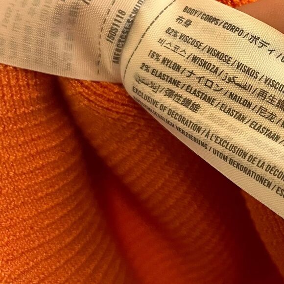 Abercrombie & Fitch Orange Ribbed Criss Cross Back Tank Top Size XL - Picture 7 of 7